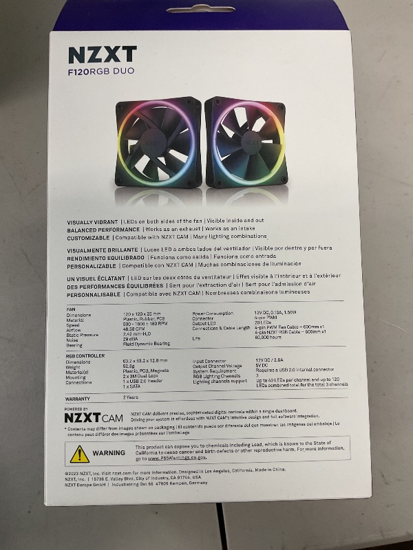 Photo 1 of F120RGB Duo - 120mm Dual-Sided RGB Fan - Triple Pack (Black) w/RGB Controller