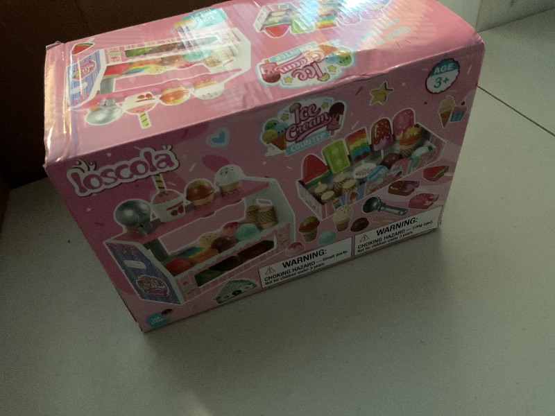 Photo 1 of Loscola Ice Cream Toy, Wooden Ice Cream Toys for Kids Toddlers, Pretend Play Kitchen Food Toys, Ice Cream Counter Shop Playset for Kids, Kids Ice Cream Cart, Toys for 3 4 5 6 7 8 Year Old Girls Boys