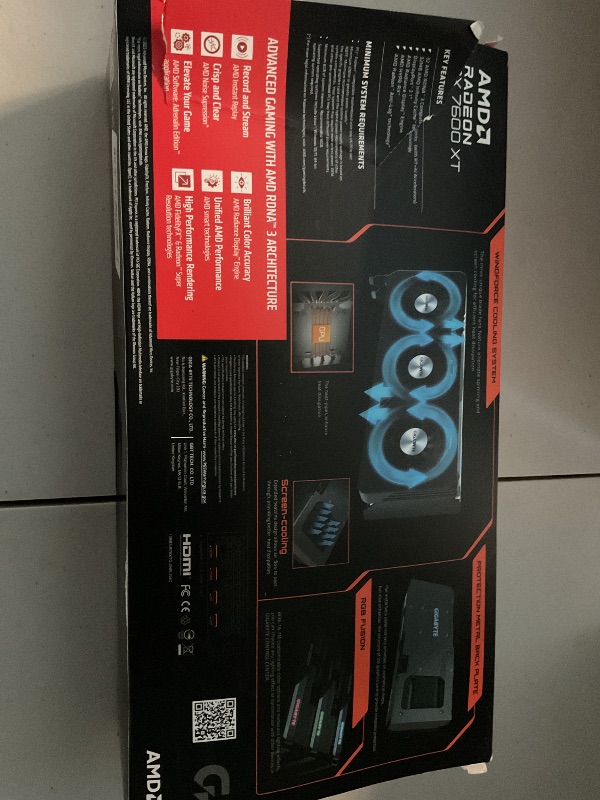 Photo 1 of GIGABYTE Radeon RX 7600 XT Gaming OC 16G Graphics Card, 3X WINDFORCE Fans 16GB 128-bit GDDR6, GV-R76XTGAMING OC-16GD Video Card