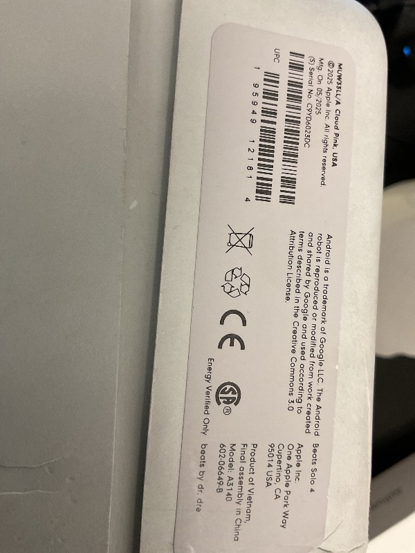 Photo 1 of Beats Solo 4 - Wireless Bluetooth On-Ear Headphones, Apple & Android Compatible, Up to 50 Hours of Battery Life - Cloud Pink