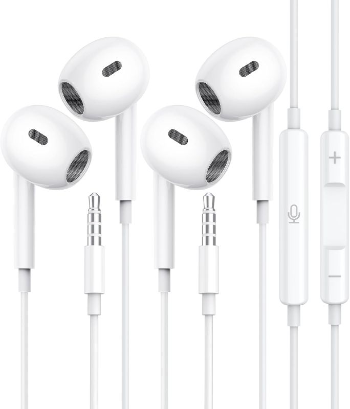 Photo 1 of Wired Earbuds, [Clear Calls & No Noise] 3.5mm Headphones with Microphone in Ear Earphones HiFi Stereo Volume Control for iPhone/iPad/Samsung/Android/Kindle/Switch [2 Pack]