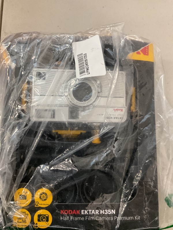 Photo 1 of KODAK EKTAR H35N Half Frame Film Camera, 35mm, Reusable, Focus-Free, Bulb Function, Built-in Star Filter, Coated Improved Lens (Film & AAA Battery are not Included) (Striped Black, Premium Kit)