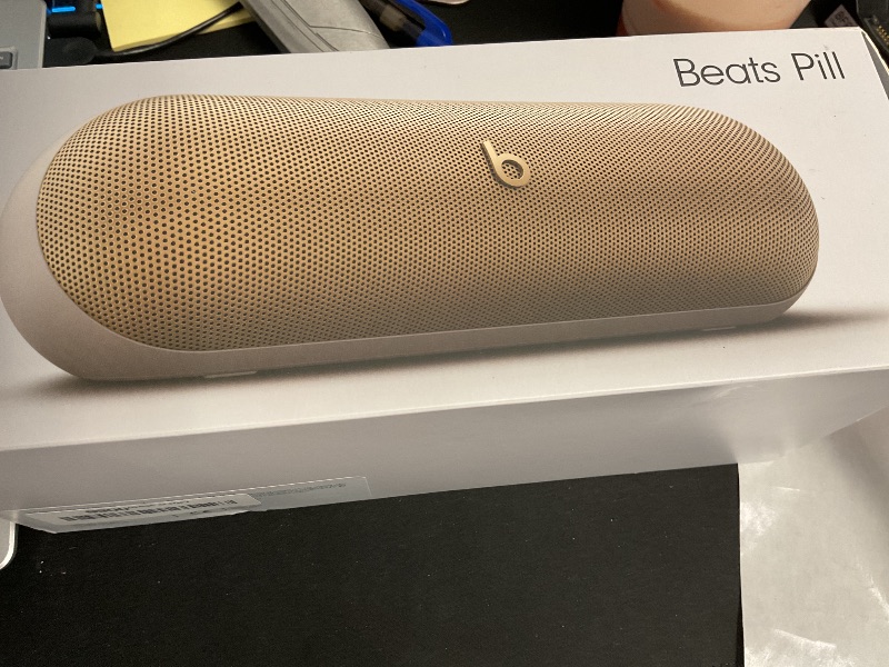Photo 1 of Beats Pill - Portable Bluetooth Speaker- Up to 24H Battery Life, Water Resistant, Bluetooth, Apple & Android Compatible, Seriously Loud Sound for Home, Outdoor and Travel- Champagne Gold