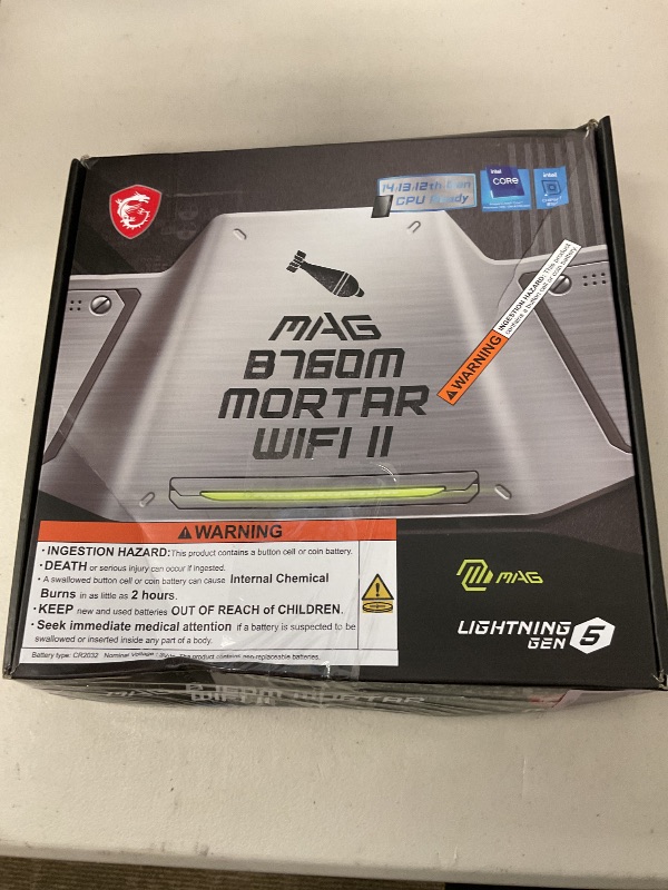 Photo 1 of MSI MAG B760M Mortar WiFi II Gaming Motherboard (Supports 12th/13th/14th Gen Intel Processors, LGA 1700, DDR5, PCIe 5.0, M.2, 2.5Gbps LAN, USB 3.2 Gen2, HDMI/DP, Wi-Fi 6E, Bluetooth 5.3, mATX)