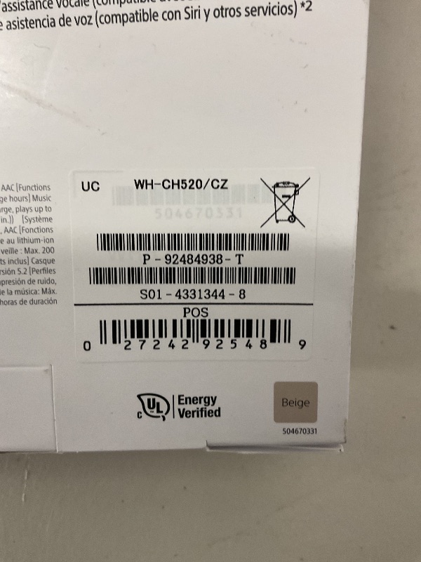 Photo 1 of Sony WH-CH520 Best Wireless Bluetooth On-Ear Headphones with Microphone for Calls and Voice Control, Up to 50 Hours Battery Life with Quick Charge Function, Includes USB-C Charging Cable - Beige