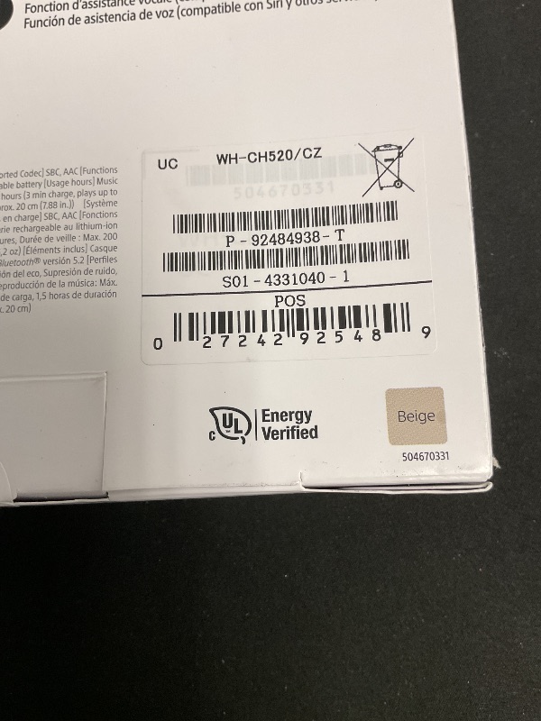 Photo 1 of Sony WH-CH520 Best Wireless Bluetooth On-Ear Headphones with Microphone for Calls and Voice Control, Up to 50 Hours Battery Life with Quick Charge Function, Includes USB-C Charging Cable - Beige