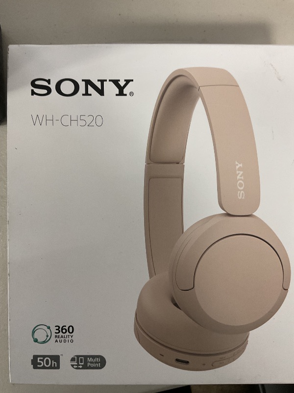 Photo 1 of Sony WH-CH520 Best Wireless Bluetooth On-Ear Headphones with Microphone for Calls and Voice Control, Up to 50 Hours Battery Life with Quick Charge Function, Includes USB-C Charging Cable - Beige