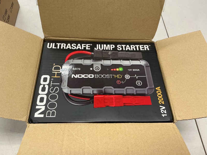 Photo 1 of NOCO Boost GB70: 2000A UltraSafe Jump Starter – 12V Lithium Battery Booster Pack, Portable Jump Box, Power Bank & Jumper Cables - for 8.0L Gas and 6.0L Diesel Engines