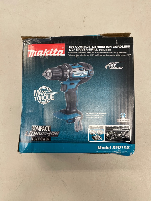 Photo 1 of Makita XFD10Z 18V LXT Lithium-Ion Cordless Driver-Drill, Tool Only, 1/2"