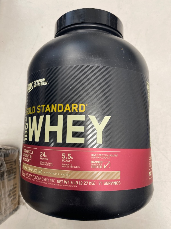 Photo 1 of Optimum Nutrition Gold Standard 100% Whey Protein Powder, Mocha Cappuccino, 5 Pound (Packaging May Vary)