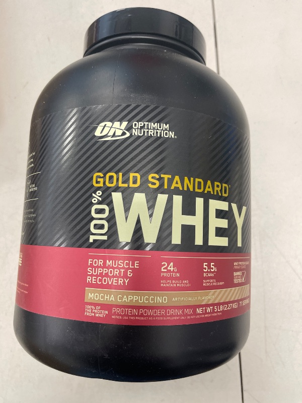 Photo 1 of Optimum Nutrition Gold Standard 100% Whey Protein Powder, Mocha Cappuccino, 5 Pound (Packaging May Vary)