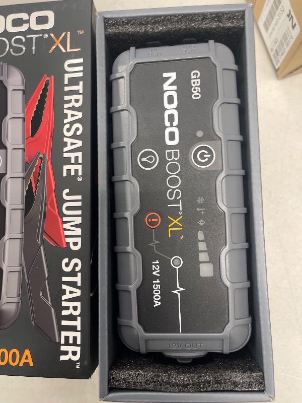 Photo 1 of NOCO Boost GB50: 1500A UltraSafe Jump Starter – 12V Lithium Battery Booster Pack, Portable Jump Box, Power Bank & Jumper Cables - for 7.0L Gas and 4.5L Diesel Engines