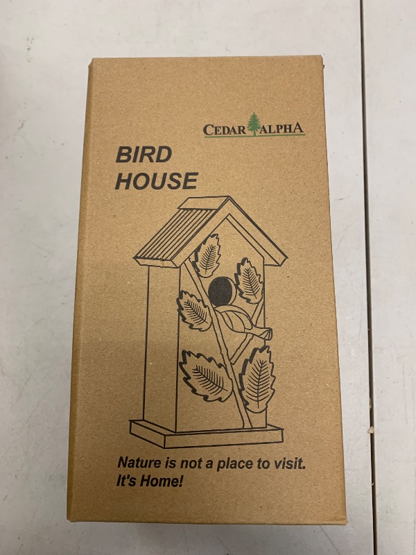 Photo 1 of 2025 Blue Bird House for Outside, Cedar Wood Bird Houses for Outdoor, Wall Pole Post Mounted, Metal Roof Longtime Weatherable, Colorful Vintage Style Nest Box,1.25" Entrance Hole Spring Chirping