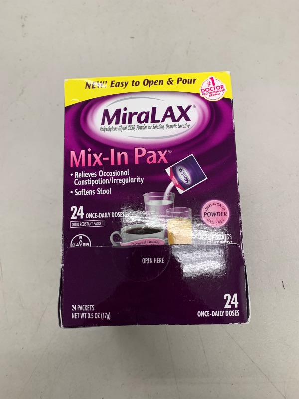 Photo 1 of Miralax Laxative Powder Mix, 24 Packets