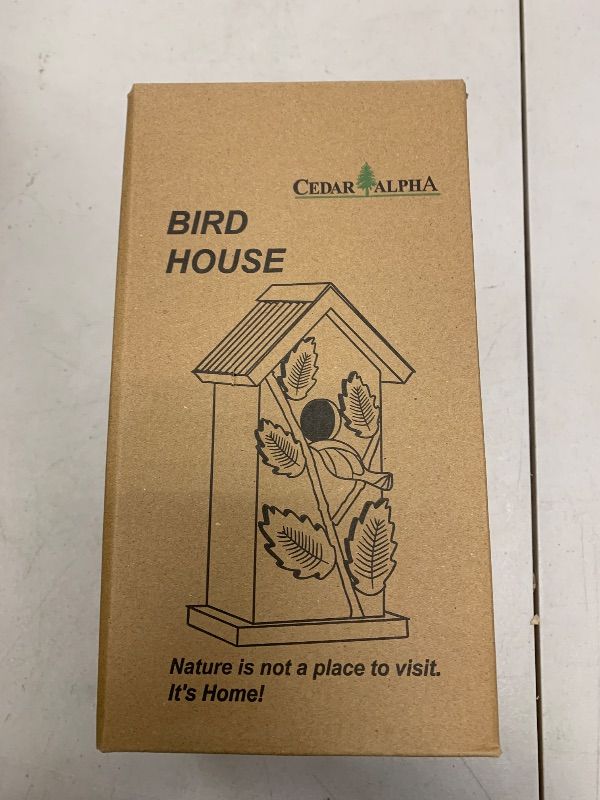 Photo 1 of 2025 Blue Bird House for Outside, Cedar Wood Bird Houses for Outdoor, Wall Pole Post Mounted, Metal Roof Longtime Weatherable, Colorful Vintage Style Nest Box,1.25" Entrance Hole Spring Chirping