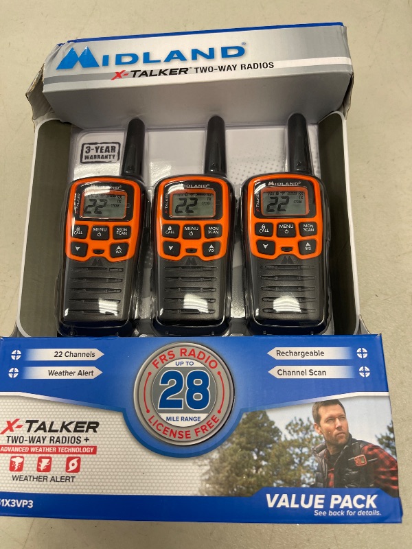 Photo 1 of Midland -T51X3VP3 X-TALKER Walkie-Walkie - Long Range Two Way Radio for Camping Hiking Hand Held RZR FRS Compact Radio UTV communication NOAA Weather Scan - Black/Orange, 3 Radios