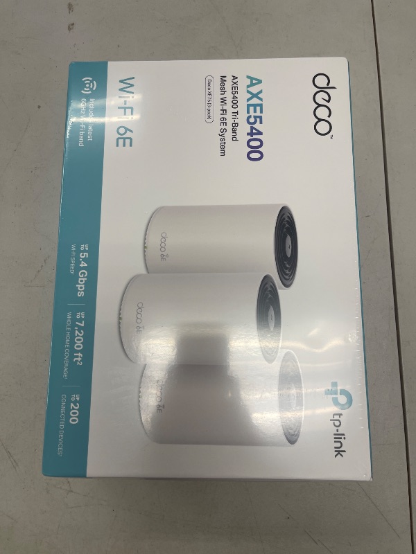 Photo 1 of TP-Link ???? XE75 AXE5400 Tri-Band WiFi 6E Mesh System - Wi-Fi up to 7200 Sq.Ft, Engadget Rated Best Mesh For Most People, Replaces WiFi Router and Extender, AI-Driven Mesh New 6GHz Band, 3-Pack