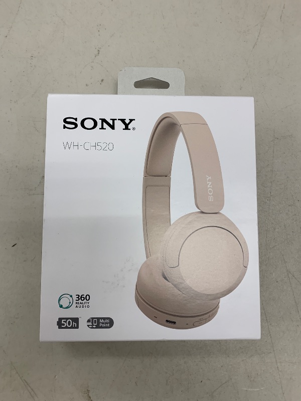 Photo 1 of Sony WH-CH520 Best Wireless Bluetooth On-Ear Headphones with Microphone for Calls and Voice Control, Up to 50 Hours Battery Life with Quick Charge Function, Includes USB-C Charging Cable - Beige