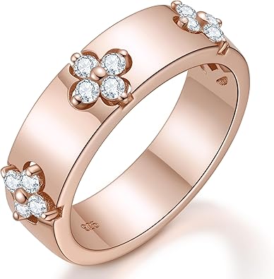 Photo 1 of Clover Moissanite Rings for Women Gifts,Premium Moissanite(D Color VVS1 Clarity 3EX Cut), 925 Sterling Silver 14K Gold Plated Non Tarnish
