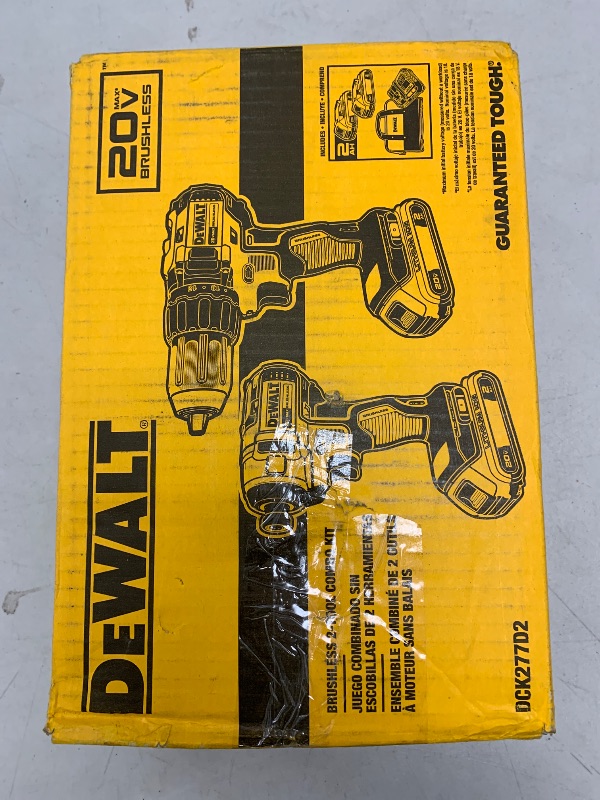 Photo 1 of DEWALT 20V MAX Cordless Drill, Impact Driver, 2-Tool Power Tool Combo Kit, Brushless Power Tool Set with 2 Batteries and Charger Included (DCK277D2)