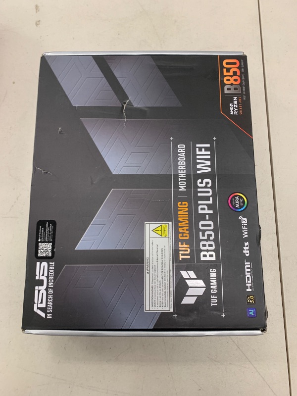 Photo 1 of ASUS TUF Gaming B850-PLUS WiFi AMD AM5 B850 ATX Motherboard, 14+2+1 80A Stages, AI Ready, DDR5, PCIe 5.0, 3X M.2, Wi-Fi 7, 2.5Gb LAN, DisplayPort, HDMI™, USB 10Gbps & 20Gbps Type-C®, BIOS Flashback™
