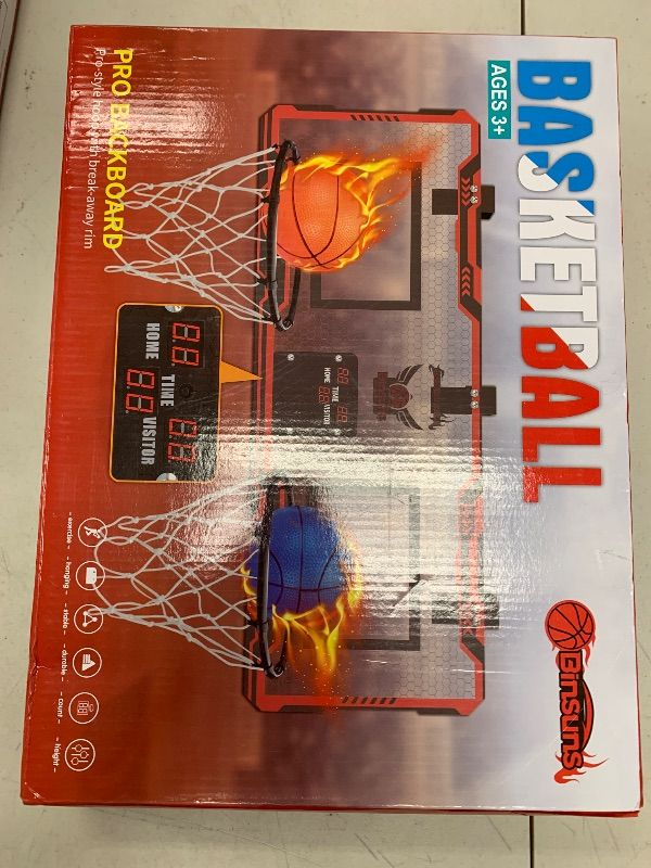 View 2 of Basketball Hoop Indoor 2 Player - Double Shot Over The Door Basketball Hoop, Electronic Scoreboard and 4 Balls Gifts for Bedroom Office Men(White-Black)