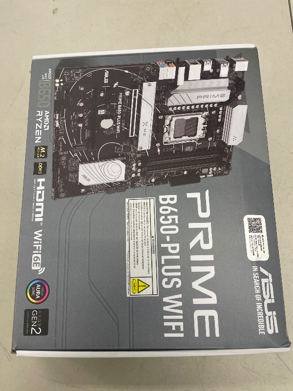 Photo 1 of ASUS Prime B650-PLUS WiFi AMD B650 AM5 Ryzen™ Desktop 9000 8000 & 7000 ATX Motherboard, DDR5, PCIe 5.0 M.2, 2.5Gb LAN, WiFi 6E, HDMI™, SATA 6 Gbps, USB Type-C®, BIOS Flashback™, Thunderbolt™ 4 Header