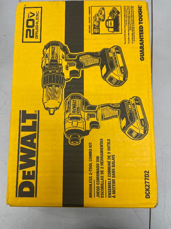 Photo 1 of DEWALT 20V MAX Cordless Drill, Impact Driver, 2-Tool Power Tool Combo Kit, Brushless Power Tool Set with 2 Batteries and Charger Included (DCK277D2)