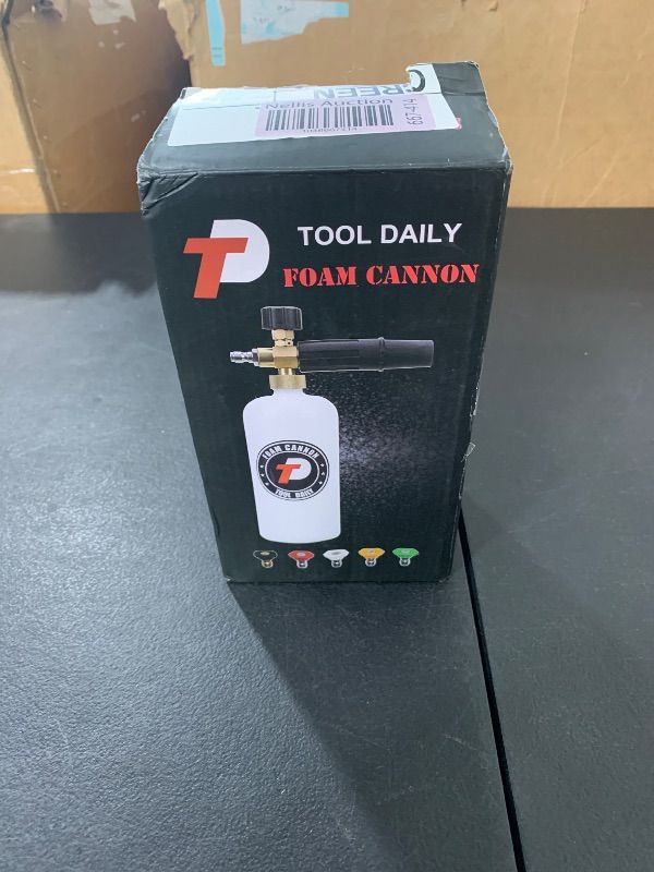 Photo 1 of Tool Daily Foam Cannon with 1/4 Inch Quick Connector, 1 Liter, 5 Pressure Washer Nozzle Tips