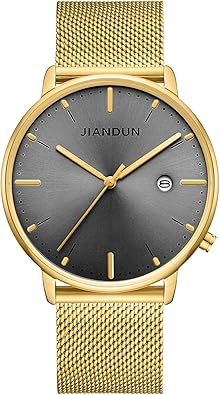 Photo 1 of JIANDUN Mens Ultra-Thin Minimalist Wrist Watches for Men Dress Stainless Steel Mesh Band Waterproof