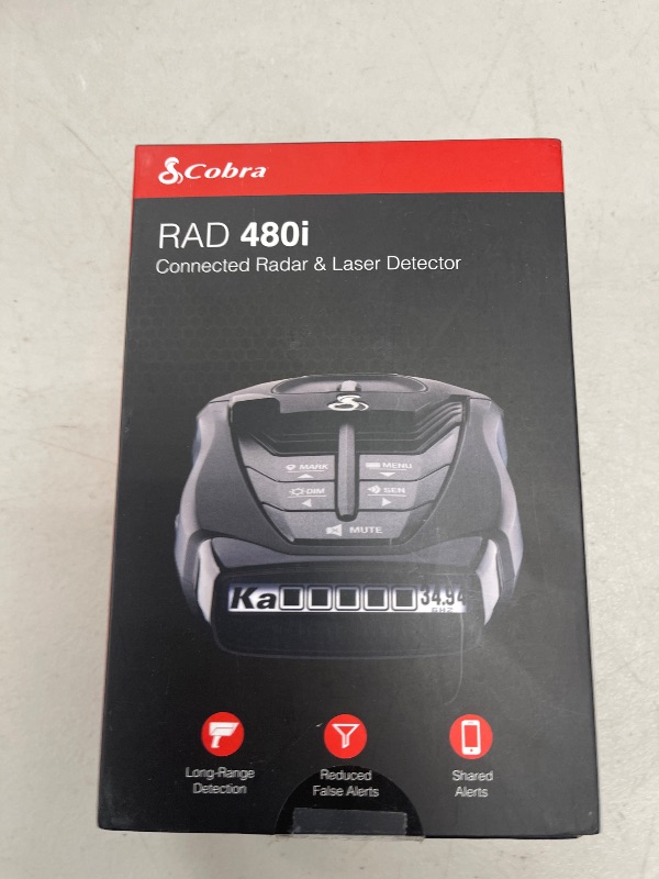 Photo 1 of Cobra RAD 480i Laser Radar Detector – Long Range Detection, Bluetooth, Apple CarPlay and Android Auto Compatible, LaserEye Front and Rear Detection, Digital Signal Processing, Black