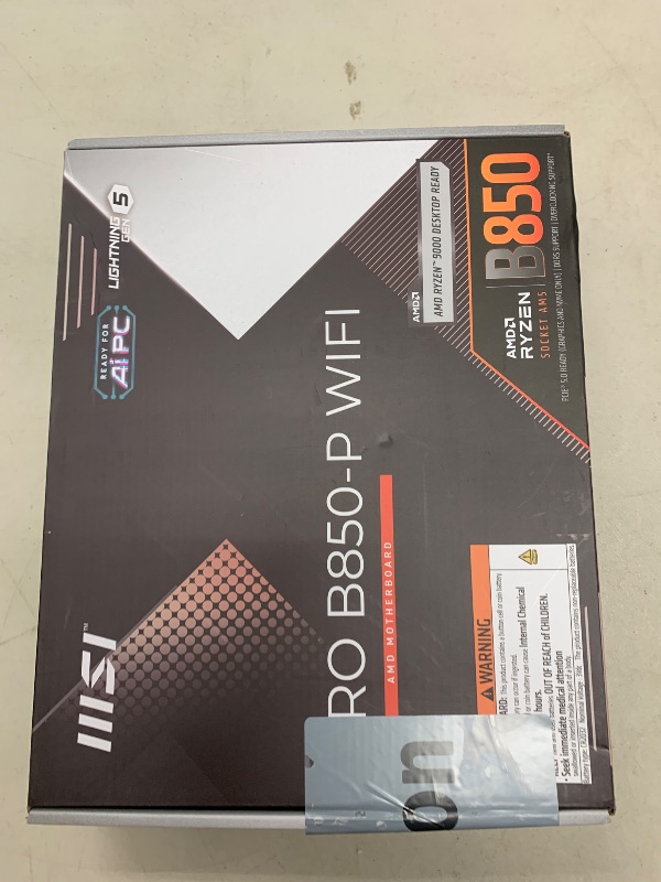Photo 1 of MSI PRO B850-P WiFi Motherboard, ATX - Supports AMD Ryzen 9000/8000 / 7000 Processors, AM5 - DDR5 Memory Boost (8200+ MT/s OC), PCIe 5.0 x16 & 4.0 x16, M.2 Gen5, Wi-Fi 7, 5G LAN