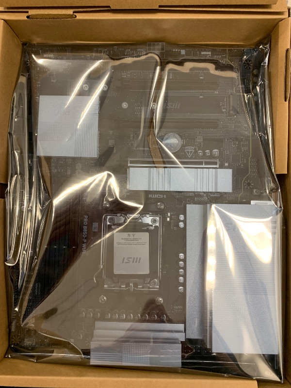Photo 1 of MSI PRO B850-P WiFi Motherboard, ATX - Supports AMD Ryzen 9000/8000 / 7000 Processors, AM5 - DDR5 Memory Boost (8200+ MT/s OC), PCIe 5.0 x16 & 4.0 x16, M.2 Gen5, Wi-Fi 7, 5G LAN