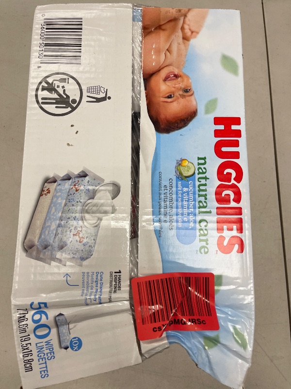 Photo 1 of Huggies Natural Care Cucumber, Aloe and Vitamin E Baby Wipes, Hypoallergenic, Scented, 10 Flip-Top Packs (560 Wipes Total), Packaging May Vary