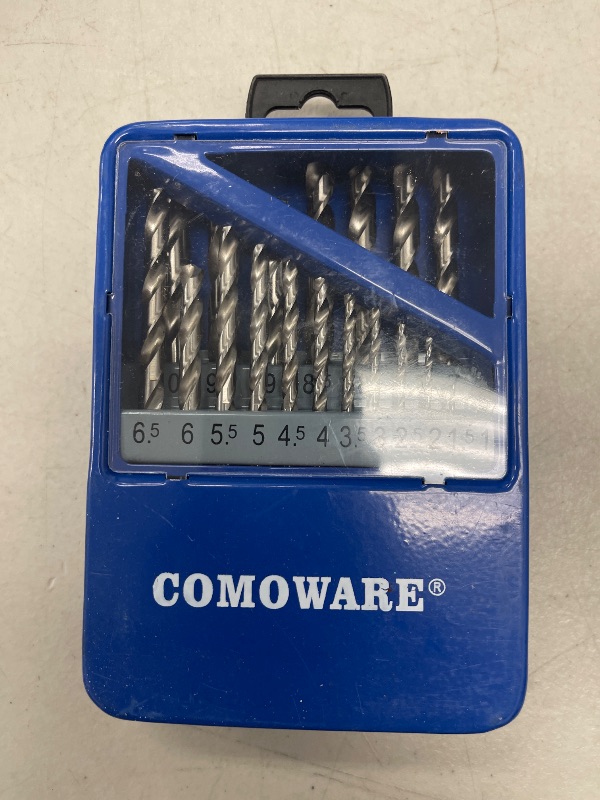 Photo 1 of COMOWARE Drill Bit Sets for Metal- 19 Pcs Straight Shank M2 HSS Drill Bits for Stainless Steel, Cast Iron, Plastic and Wood
