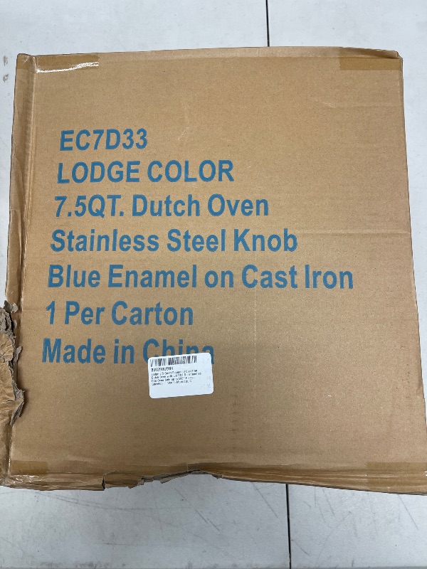 Photo 1 of Lodge 7.5 Quart Enameled Cast Iron Dutch Oven with Lid – Dual Handles – Oven Safe up to 500° F or on Stovetop - Use to Marinate, Cook, Bake, Refrigerate and Serve – Caribbean Blue