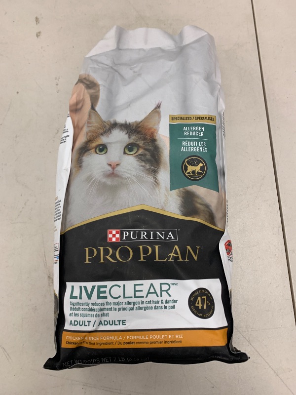 Photo 1 of Purina Pro Plan Allergen Reducing, High Protein Cat Food, LIVECLEAR Chicken and Rice Formula - 7 lb. Bag