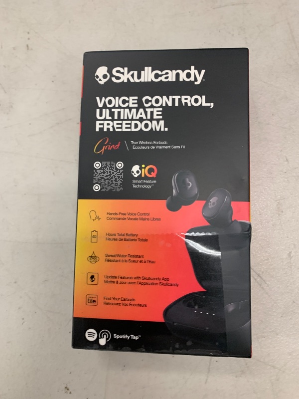 Photo 1 of Skullcandy Grind Wireless Earbuds, Bluetooth Headphones, Up to 40 Hours Battery, Noise Isolating Fit, Microphone for iPhone Android, Customizable via Skull-iQ App - True Black