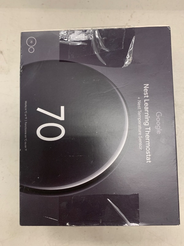 Photo 1 of Google Nest Learning Thermostat (4th Gen, 2024) with Nest Temperature Sensor - Energy Saving Smart Thermostat - Works with Alexa, Apple HomeKit and Google Home App - Polished Obsidian