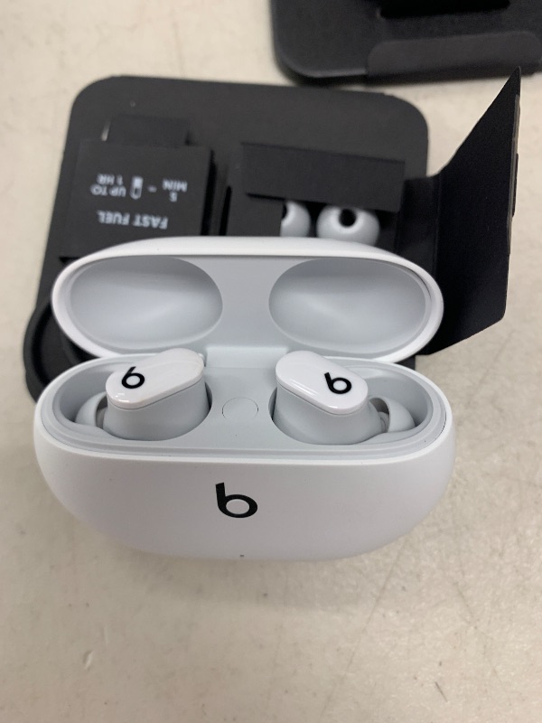 Photo 1 of Beats Studio Buds - True Wireless Noise Cancelling Earbuds - Compatible with Apple & Android, Built-in Microphone, IPX4 Rating, Sweat Resistant Earphones, Class 1 Bluetooth Headphones - White