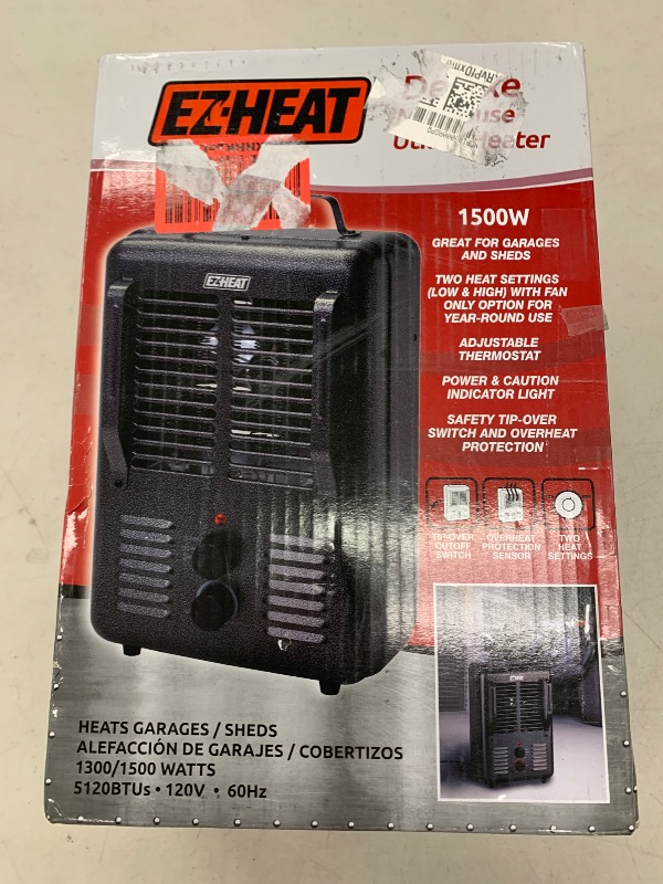 Photo 1 of EZ-HEAT 1,500-Watt Portable Milkhouse Style Utility Space Heater with Adjustable Thermostat, Overheat Protection, and Safety Tip-Over Switch, Speckled Gloss, MTFH-01C