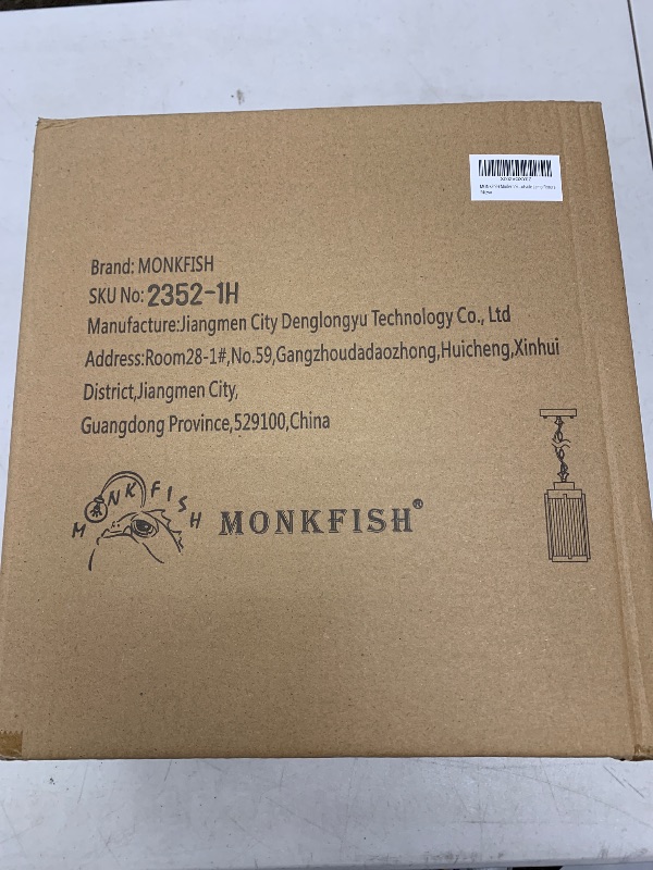 Photo 1 of MONKFISH Modern Black Outdoor Pendant Light - Waterproof Hanging Lamp with Striped Glass Shade, Adjustable Chain, Weather-Resistant Porch & Patio Ceiling Fixture
