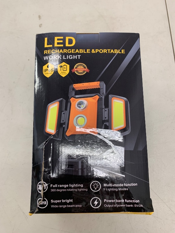 Photo 1 of Tresda 4000LM LED Work Light Rechargeable with Clamp, 40W Magnetic Work Light Battery Powered with 5 Light Modes, 350° Rotation, Portable Job Site Lighting for Construction Site,Workshop,Car Repairing