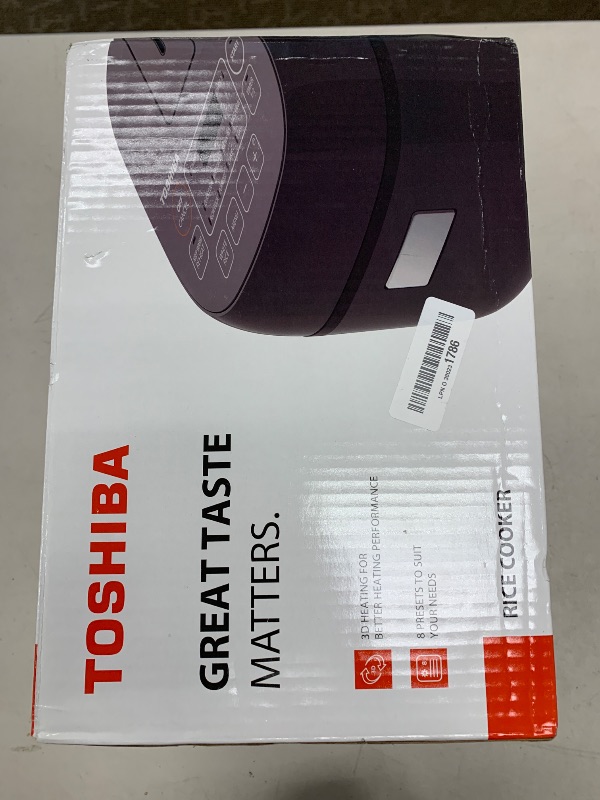 Photo 1 of TOSHIBA Rice Cooker Small 3-Cup Uncooked– LCD Display with 8 Cooking Functions: Rice, Oatmeal, Mixed Grains and More, NonStick Inner Pot, Grey
