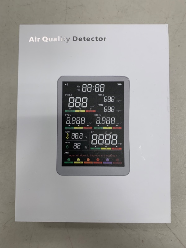 Photo 1 of AQItech Prefessionall Indoor Air Quality Monitor with 7X AQI Beep Alarms, 16 in 1 Portable Real-Time Detector for PM1.0 | PM2.5 | PM10 | CO2 | TVOC | HCHO | Temp | Hum for Home Cars Plants and Pets