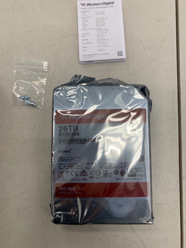 Photo 1 of Western Digital 26TB WD Red Pro NAS Internal Hard Drive HDD - 7200 RPM, SATA 6 Gb/s, CMR, 512 MB Cache, 3.5" - WD260KFGX