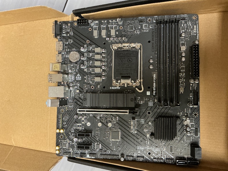 Photo 1 of SEE NOTES………MSI PRO B760M-P DDR4 ProSeries Motherboard (Supports 12th/13th/14th Gen Intel Processors, LGA 1700, DDR4, PCIe 4.0, M.2, USB 3.2 Gen2, HDMI/DP, mATX)
