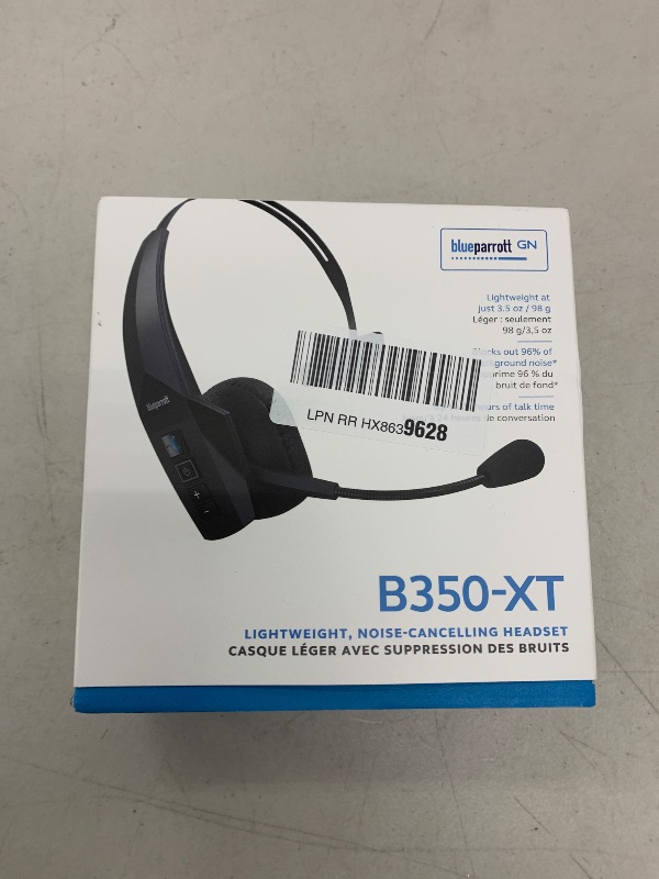 Photo 1 of BlueParrott B350-XT Mono Bluetooth Wireless Headphones 96% Noise Canceling Over Head Trucker Headset with Mic, Adjustable Lightweight Headband, IP54-Rated Protection, 24 hrs. Talk Time, Black