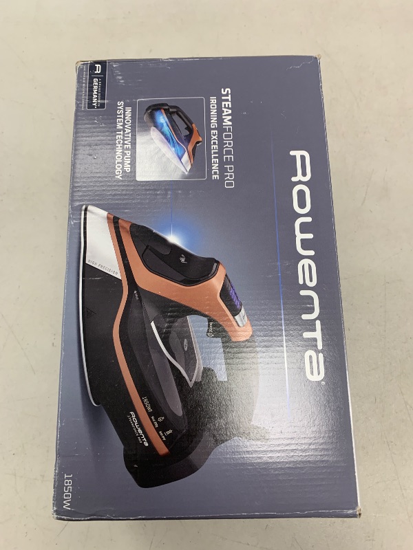 Photo 1 of Rowenta Iron, Steam Force Pro Steam Iron for Clothes 1850 watts, 5 presets Smart Screen, Stainless Steel Soleplate, High-Efficiency Handheld Ironing, Black Copper, DW9580