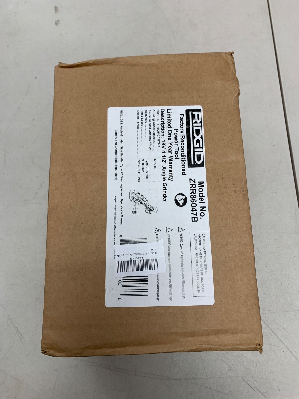 Photo 1 of RIDGID 18V Brushless Cordless 4-1/2 in. Paddle Switch Angle Grinder (Tool Only) (Renewed)